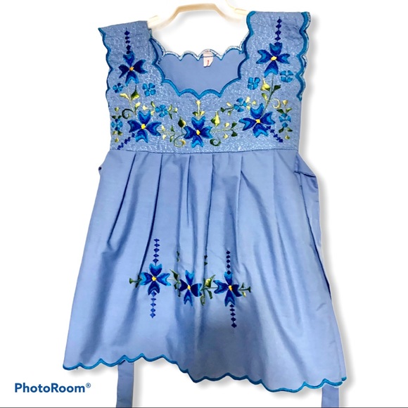 Baby/Toddler Blue Floral Mexican Dress - Picture 1 of 3